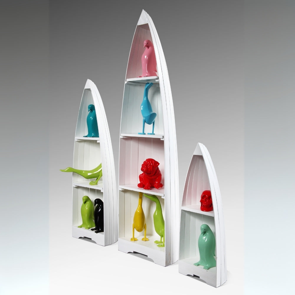 Massivholz Bootsregal / Bücherregal BALI ca.150cm Antique White