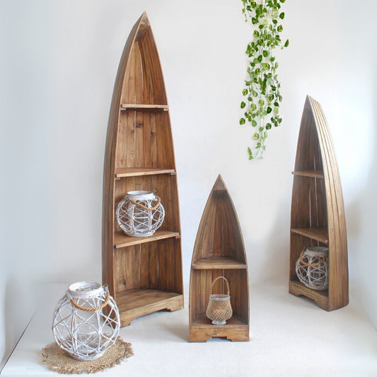 Massivholz Bootsregal BALI Antique-Natural 200cm Bücherregal