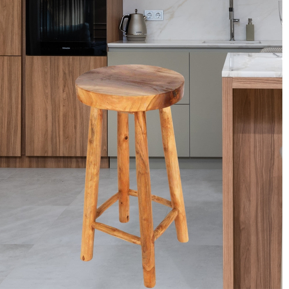 Teak Barhocker BARRA H75cm Natural Massivholz Handarbeit