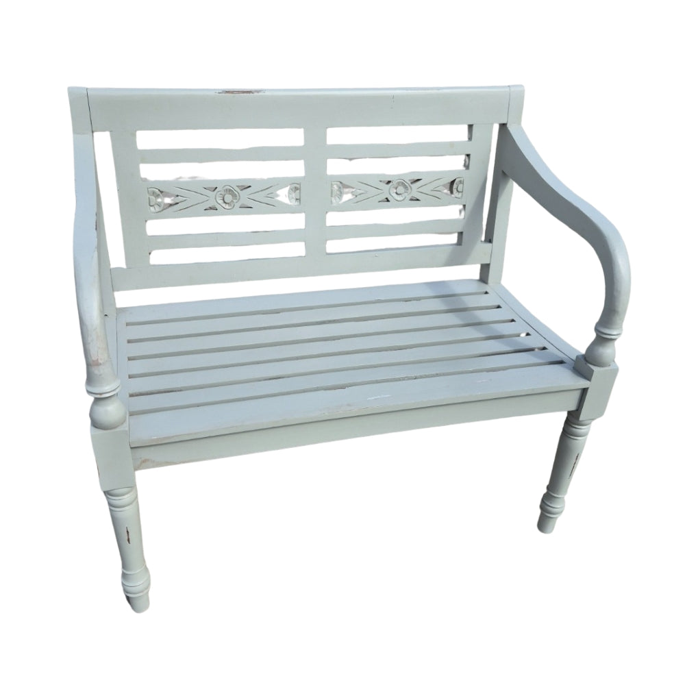 Massive Sitzbank CHRISTOS Antique-Grey 100cm Mahagoni Shabby-Look