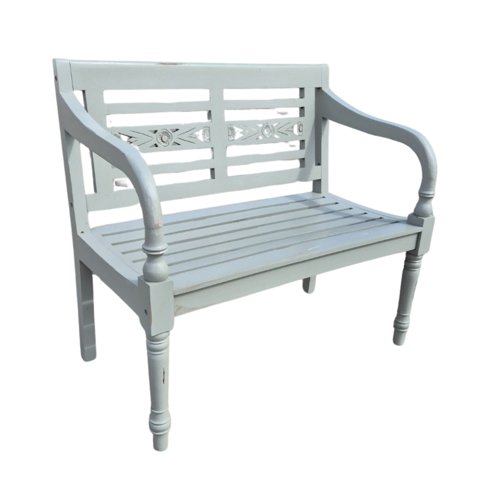 Massive Sitzbank CHRISTOS Antique-Grey 100cm Mahagoni Shabby-Look