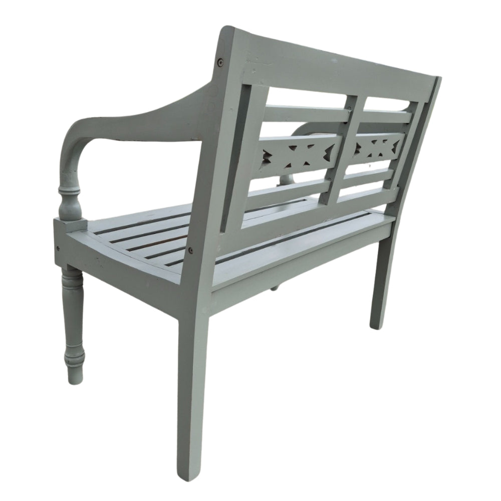Massive Sitzbank CHRISTOS Antique-Grey 100cm Mahagoni Shabby-Look