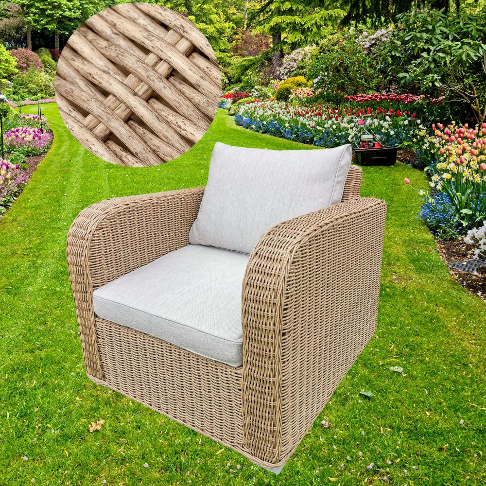 Lounge Sessel VITA rundes Polyrattan Natural