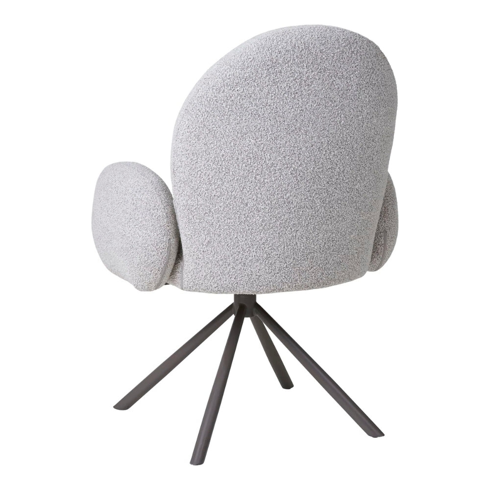 Retro Drehstuhl SOPHIE sand Bouclé grau Metallgestell Auto-Return