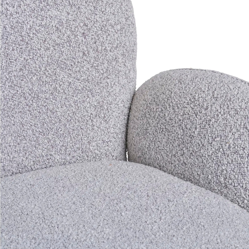 Retro Drehstuhl SOPHIE sand Bouclé grau Metallgestell Auto-Return