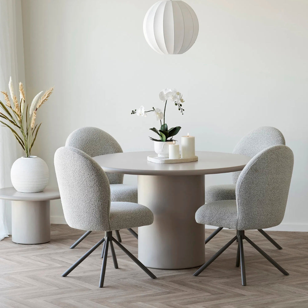 Drehstuhl mit Auto-Return-Funktion SOPHIE sand Bouclé grau Gestell