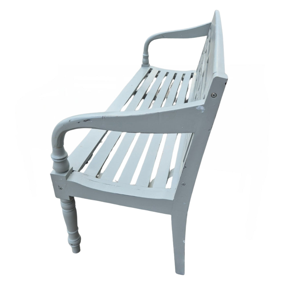 Massive Sitzbank CHRISTOS Antique-Grey 150cm Mahagoni Shabby-Look