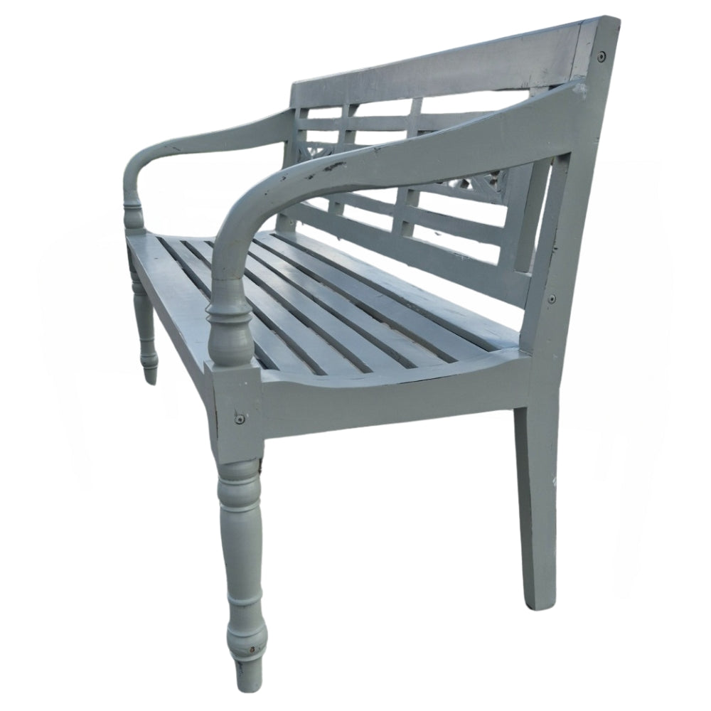 Massive Sitzbank CHRISTOS Antique-Grey 150cm Mahagoni Shabby-Look