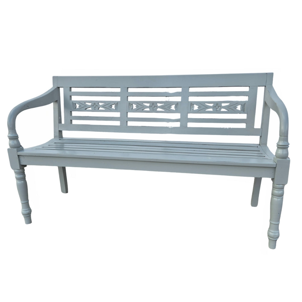 Massive Sitzbank CHRISTOS Antique-Grey 150cm Mahagoni Shabby-Look