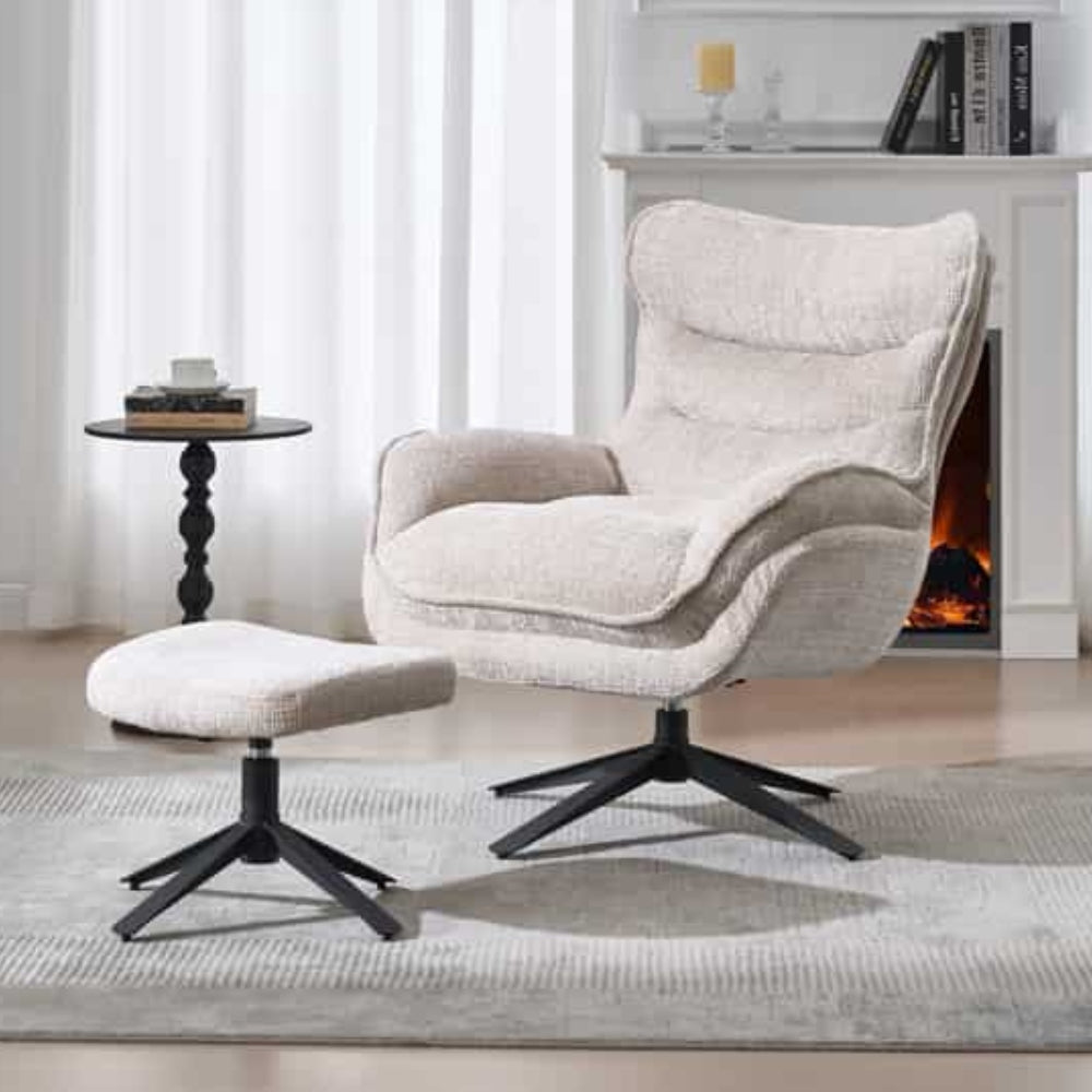 Drehbarer Loungesessel HEAVEN champagner-beige Strukturstoff