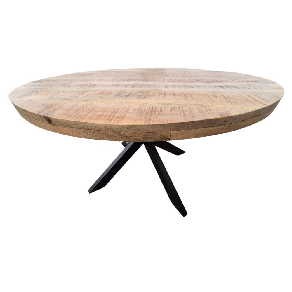 Runder Massivholz Esstisch CRAFT 120cm Mangoholz Metallgestell
