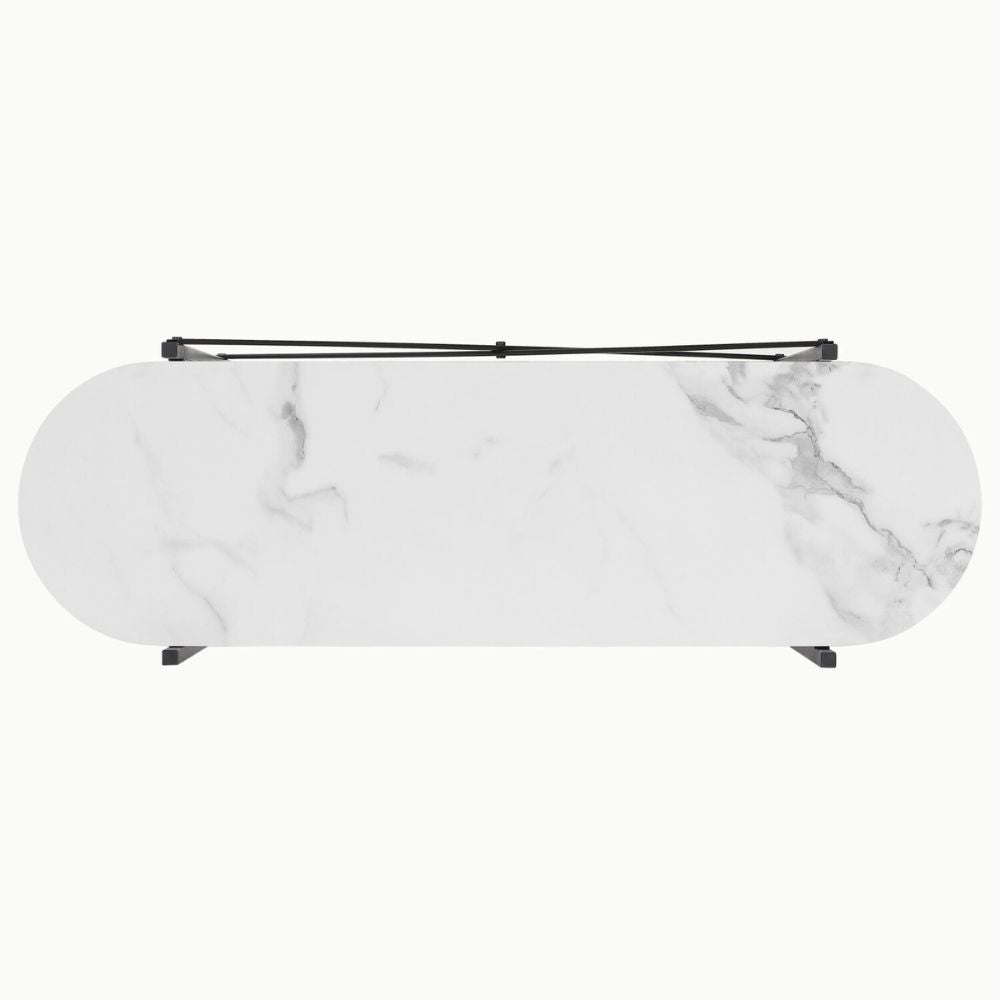 Moderne Design Konsole MARMOL-Plus 100cm weiss Marmor-Optik