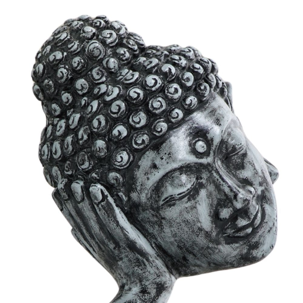 Spirituelle Buddha Statue RELAX 40cm antik-grau Deko Skulptur