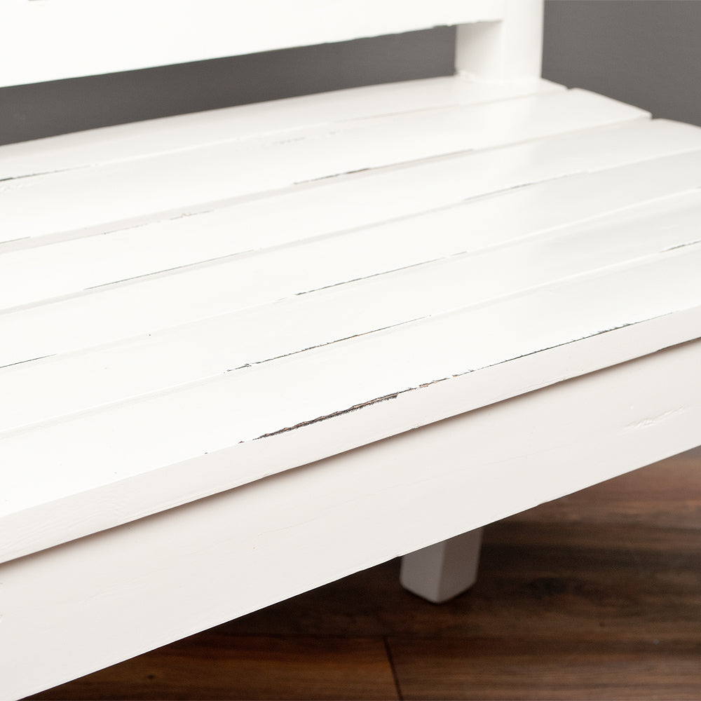 Massivholz 3-Sitzer Bank DRAHMA Antik-Weiß ca. L150cm Mahagoni