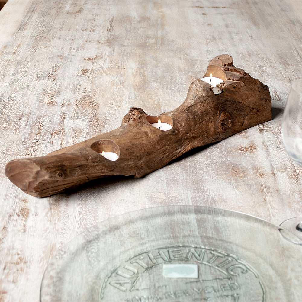 Teelichthalter BRANCH ca. 50cm Jati-Holz