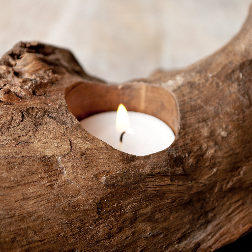 Teelichthalter BRANCH ca. 50cm Jati-Holz