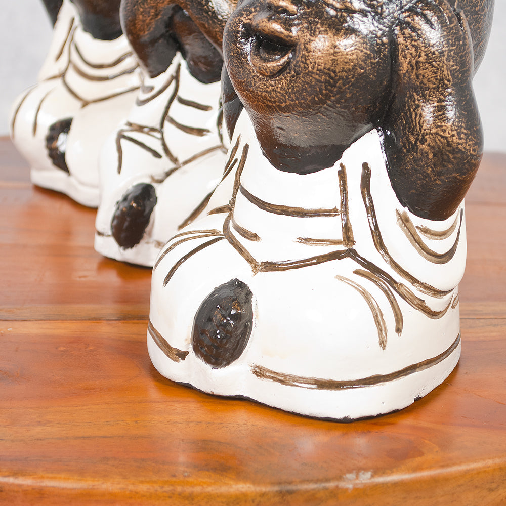 3er Set SHAOLIN Figuren Weiß aus Zement Buddha Figur Dekoration