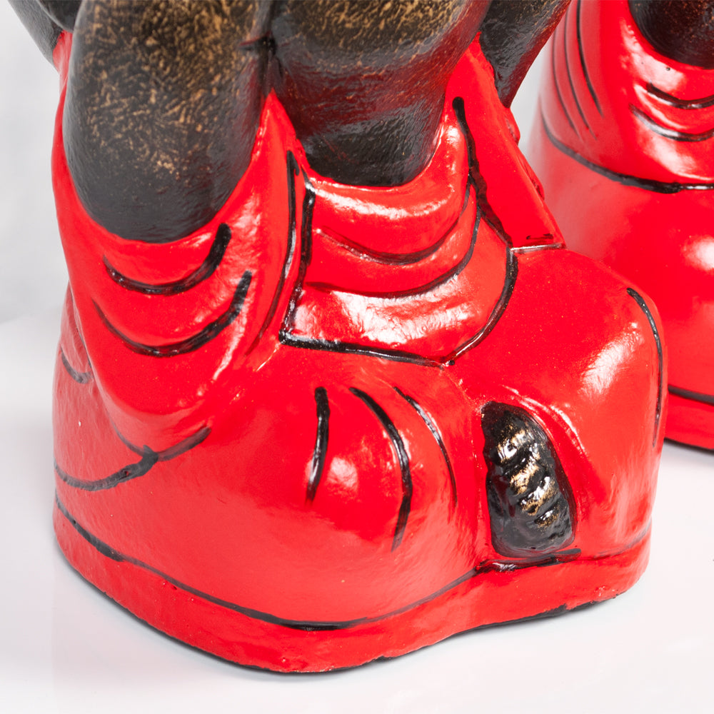 3er Set SHAOLIN Figuren Rot aus Zement Buddha Figur Dekoration