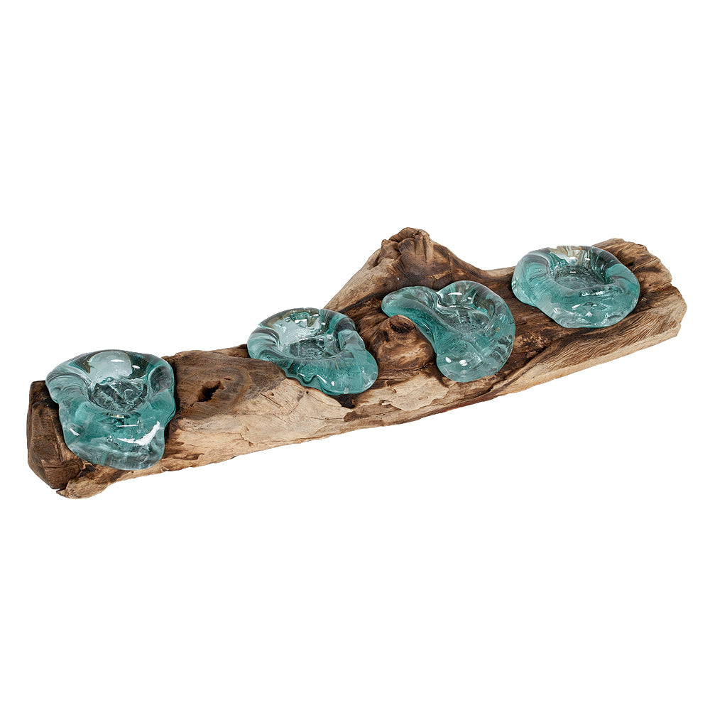 Teakwurzel 4er Teelichthalter DROP Weihnachtsdekoration