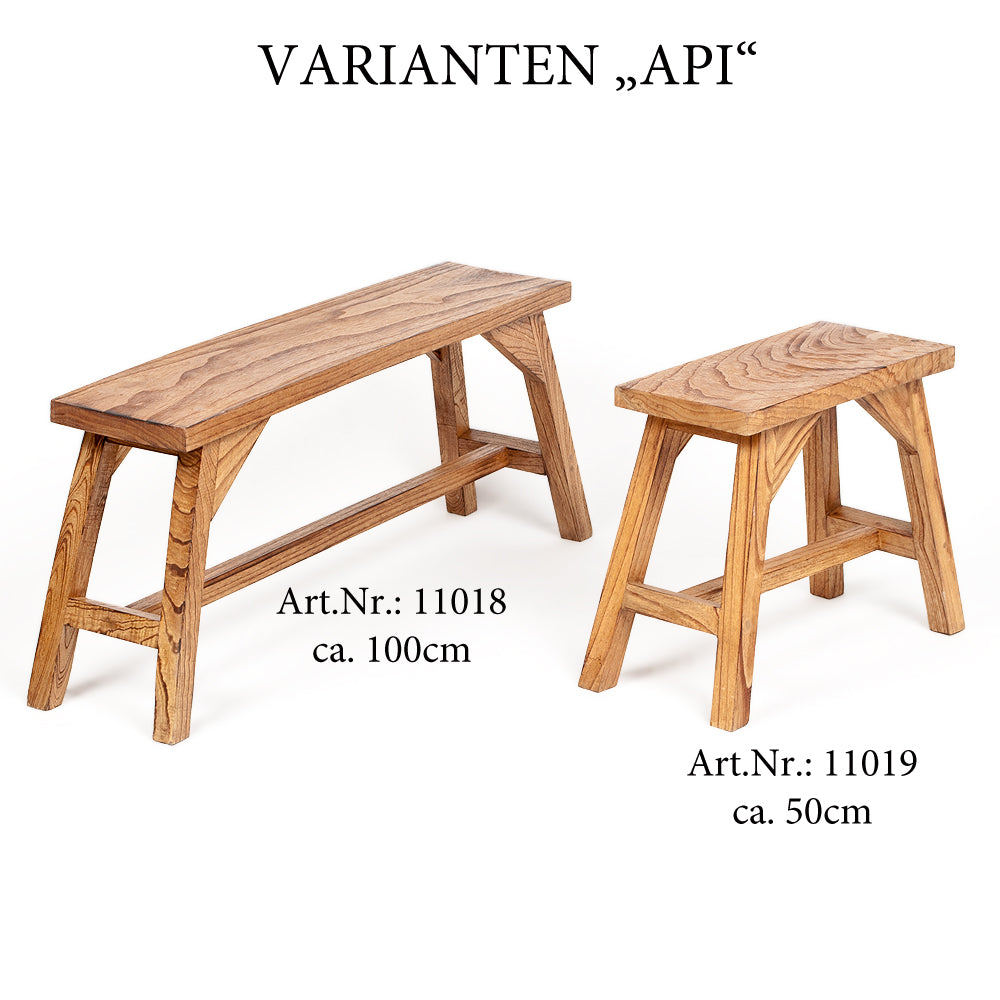 Massivholz Bank API Geflammt 100cm Albasia Handarbeit Sitzbank