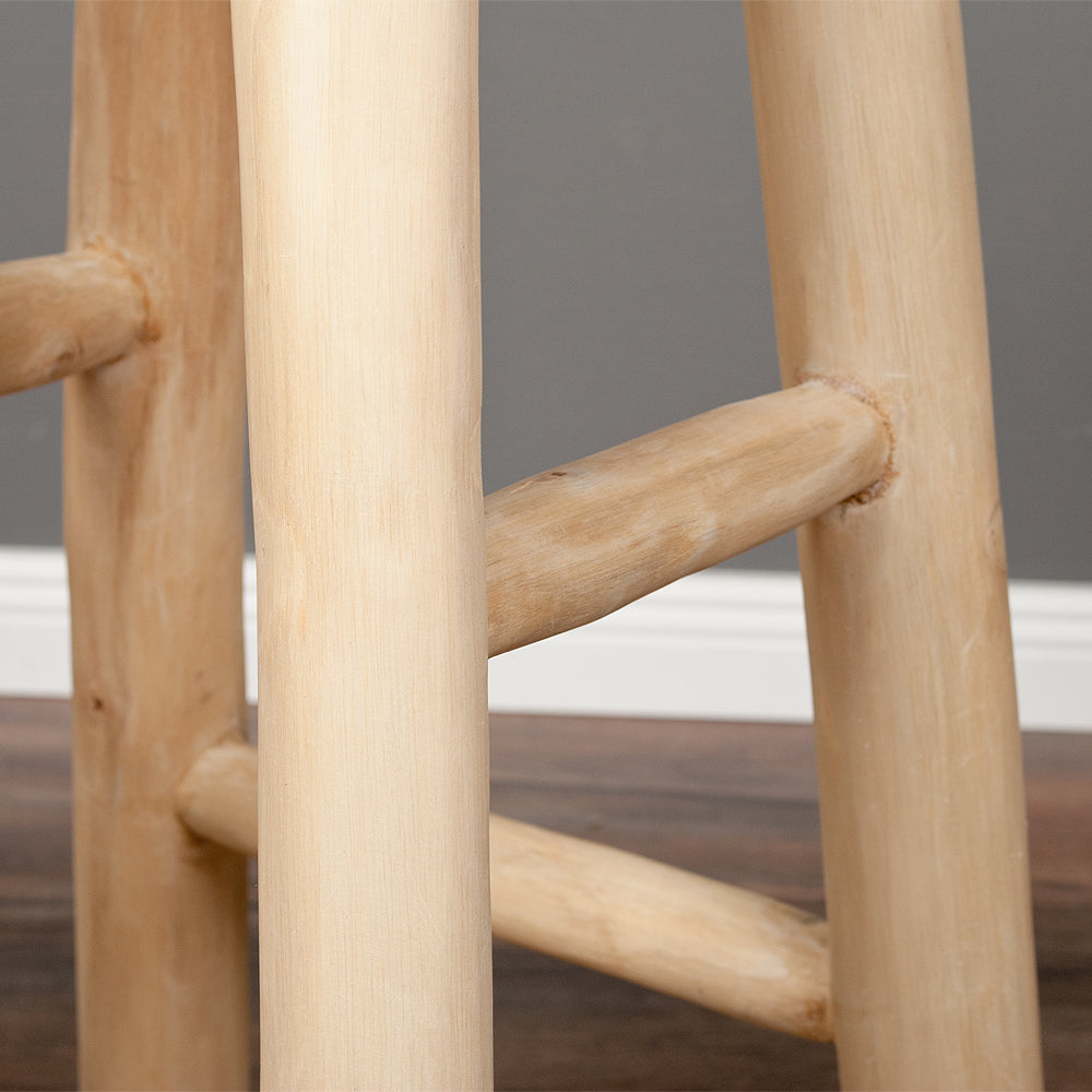 Teak Barhocker BARRA H75cm Natural Massivholz Handarbeit