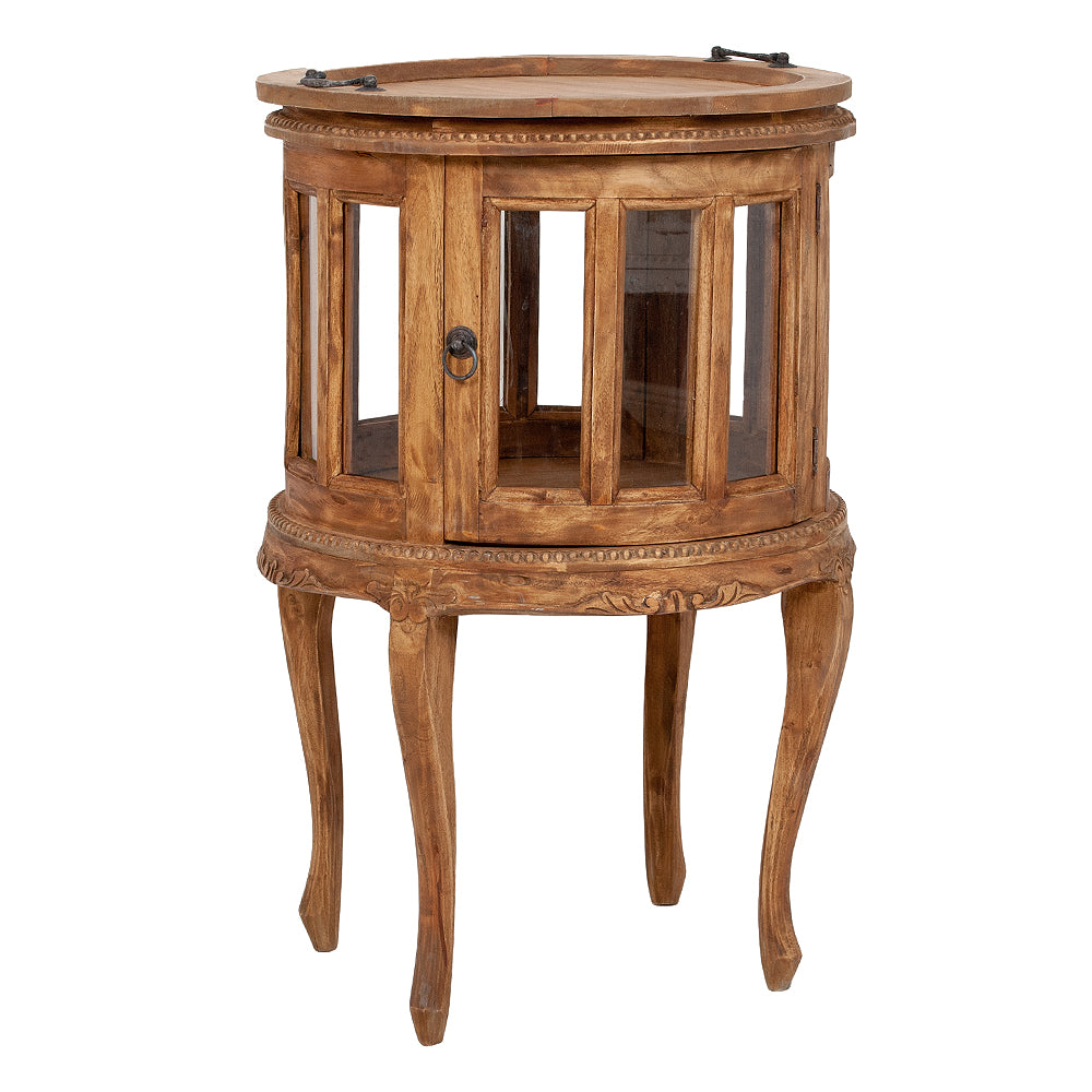 Barschrank CORUNA-Rund Antik Natural Mahagoni