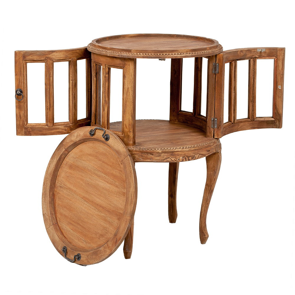 Barschrank CORUNA-Rund Antik Natural Mahagoni