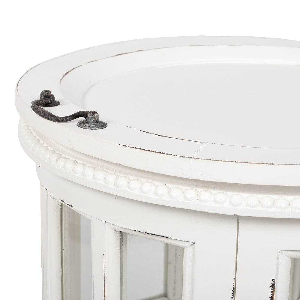 Landhaus Barschrank CORUNA-Rund 75cm Antique White Mahagoni
