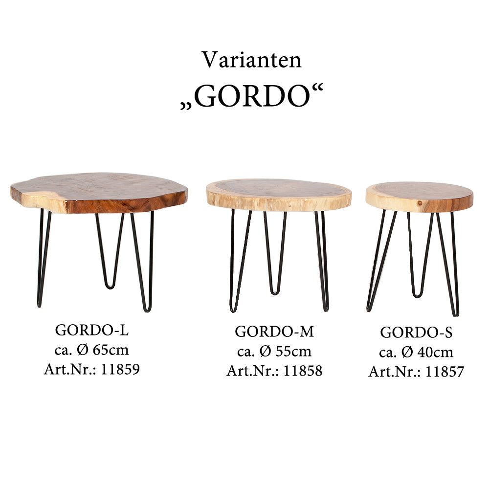 Massivholz Beistelltisch GORDO-M Natural Suar