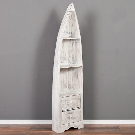 Massivholz Bootsregal / Bücherregal LACI White Wash 195cm