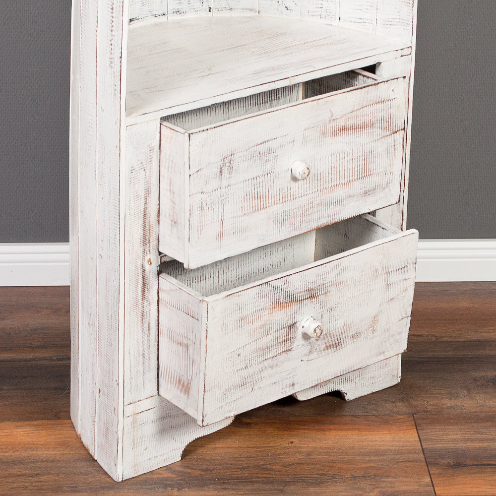 Massivholz Bootsregal / Bücherregal LACI White Wash 195cm