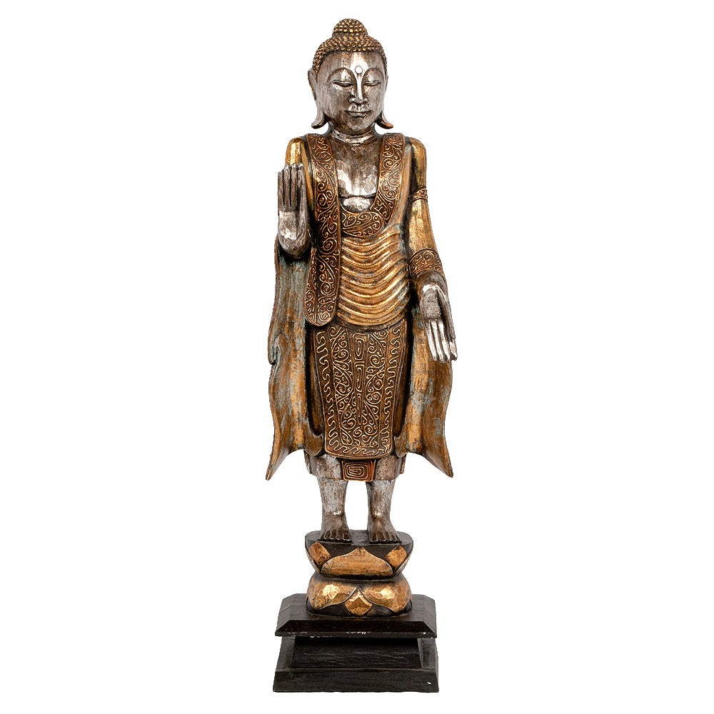 Buddha-Figur PIEDI Gold Handarbeit Albasia