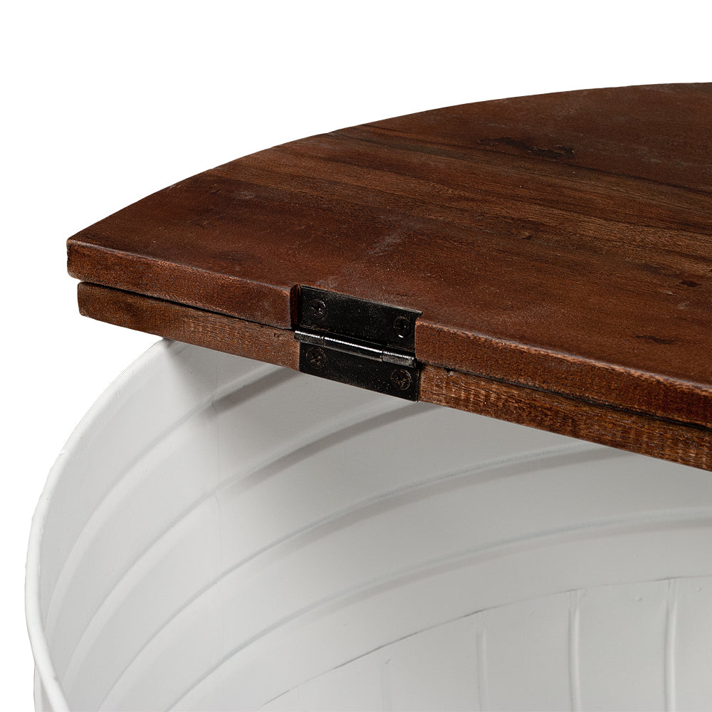 Couchtisch TAN Weiß Dark Brown-M ca. D60cm Akazie Beistelltisch