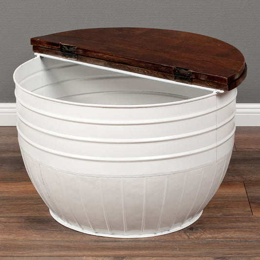 Couchtisch TAN Weiß Dark Brown-M ca. D60cm Akazie Beistelltisch