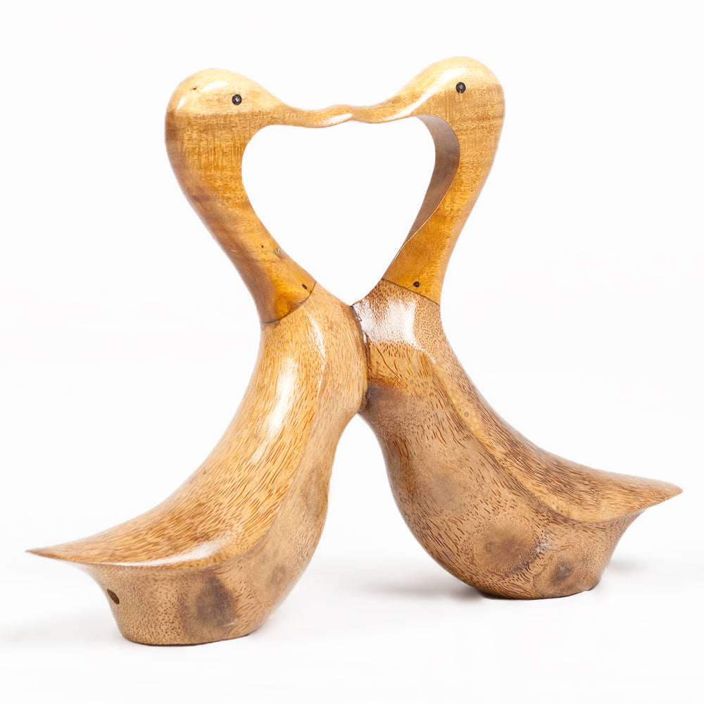 Deko-Figur DUCK LOVE ca. H35cm Bambus / Teak Natural Holz Handarbeit