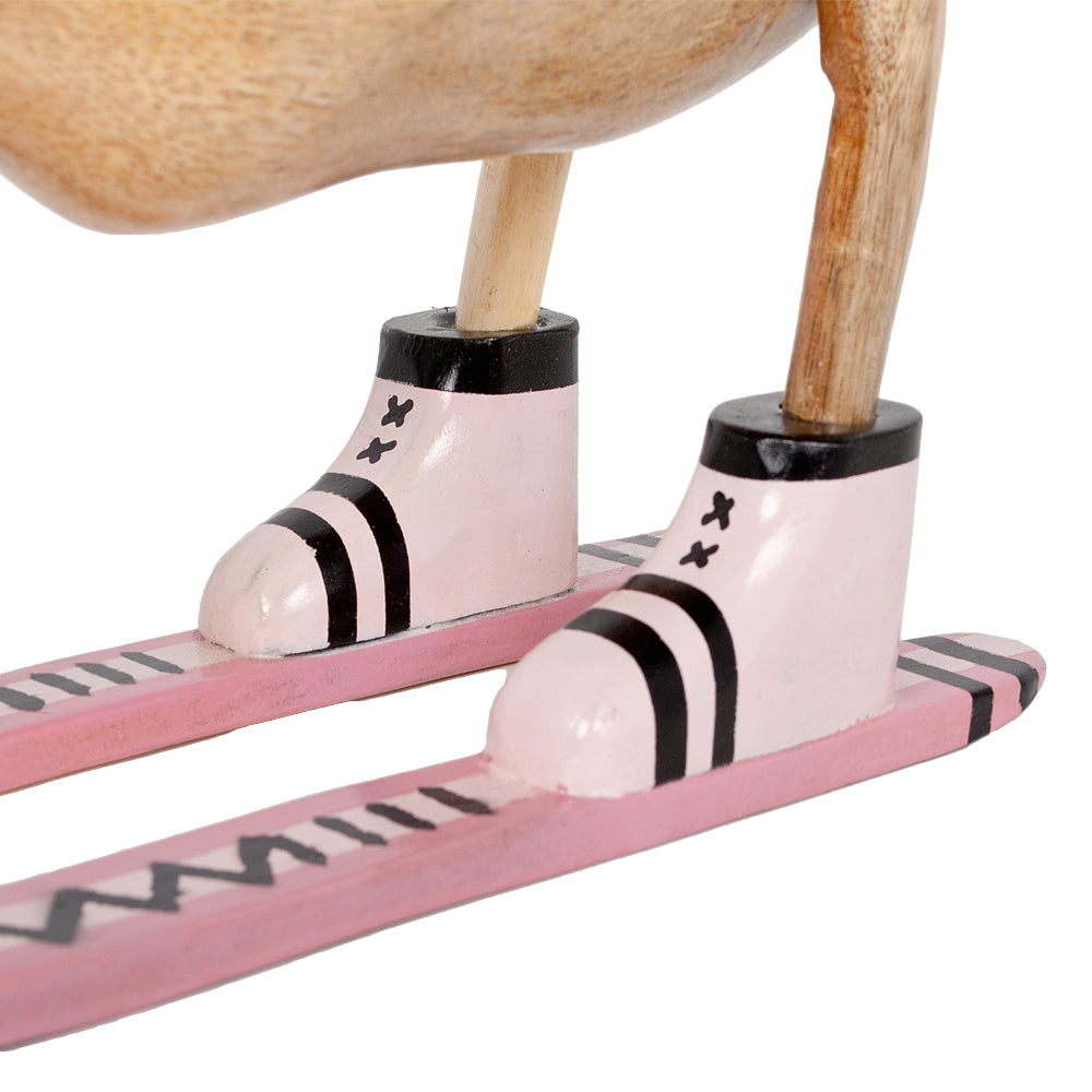 Deko-Figur DUCK SKI Bambus