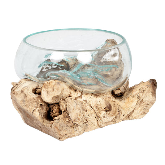 Deko-Glas DROP-1 ca. 15cm Teak Natural Handarbeit, mundgeblasen