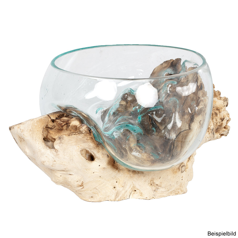 Deko-Glas DROP-1 ca. 15cm Teak Natural Handarbeit, mundgeblasen