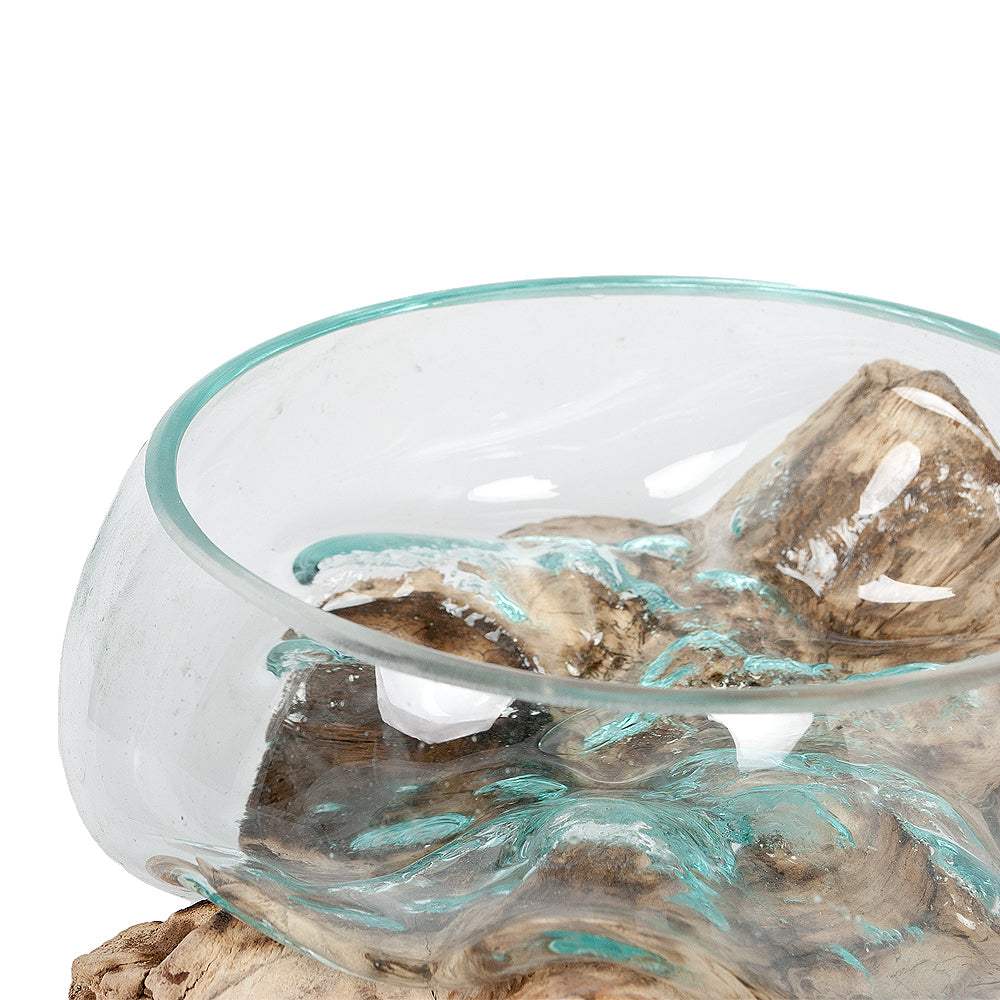 Deko-Glas DROP-1 ca. 15cm Teak Natural Handarbeit, mundgeblasen