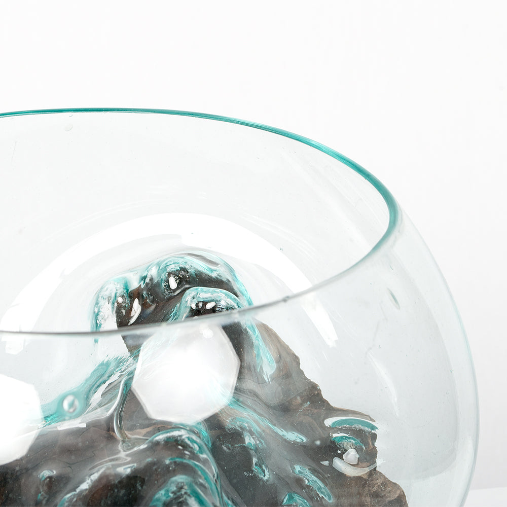 Deko-Glas DROP-6 ca. L35cm Teak Natural Handarbeit Schale