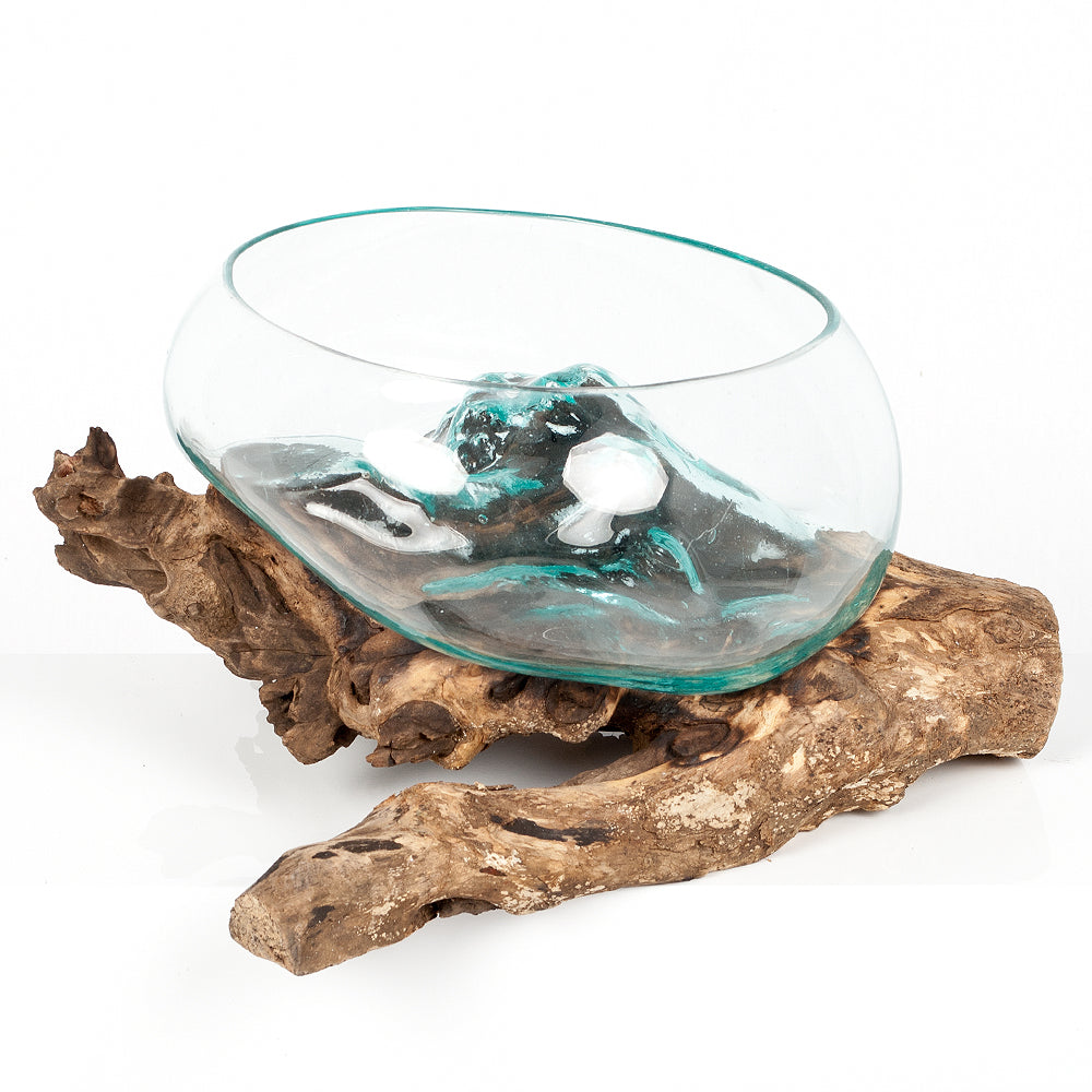 Deko-Glas DROP-6 ca. L35cm Teak Natural Handarbeit Schale