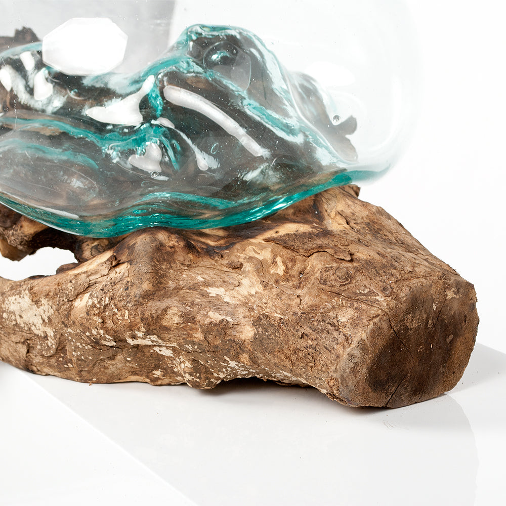 Deko-Glas DROP-6 ca. L35cm Teak Natural Handarbeit Schale