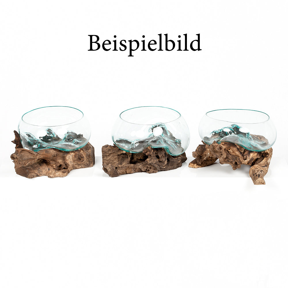 Deko-Glas DROP-6 ca. L35cm Teak Natural Handarbeit Schale