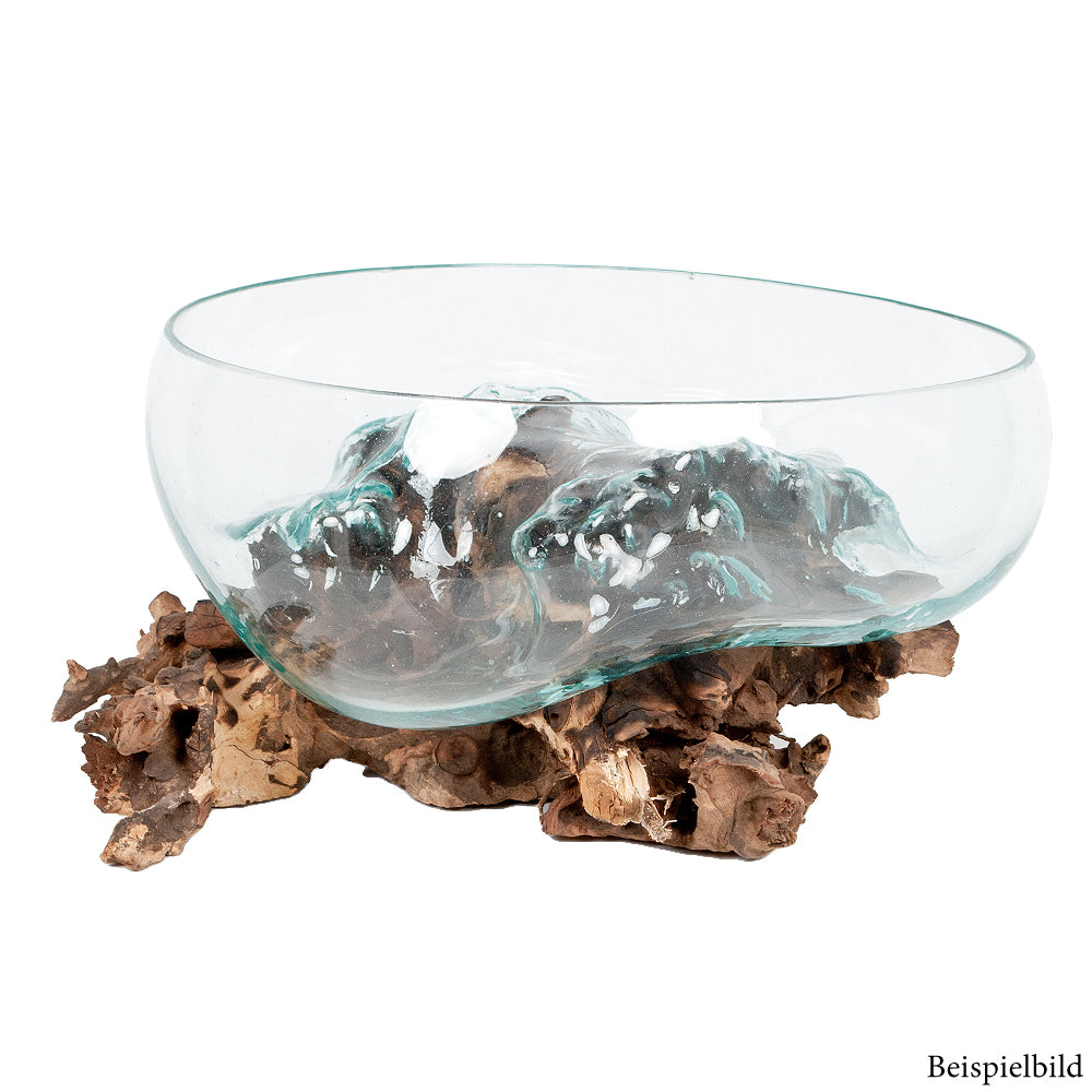 Deko-Glas DROP-8 ca. D35cm Teak Natural Handarbeit Schale