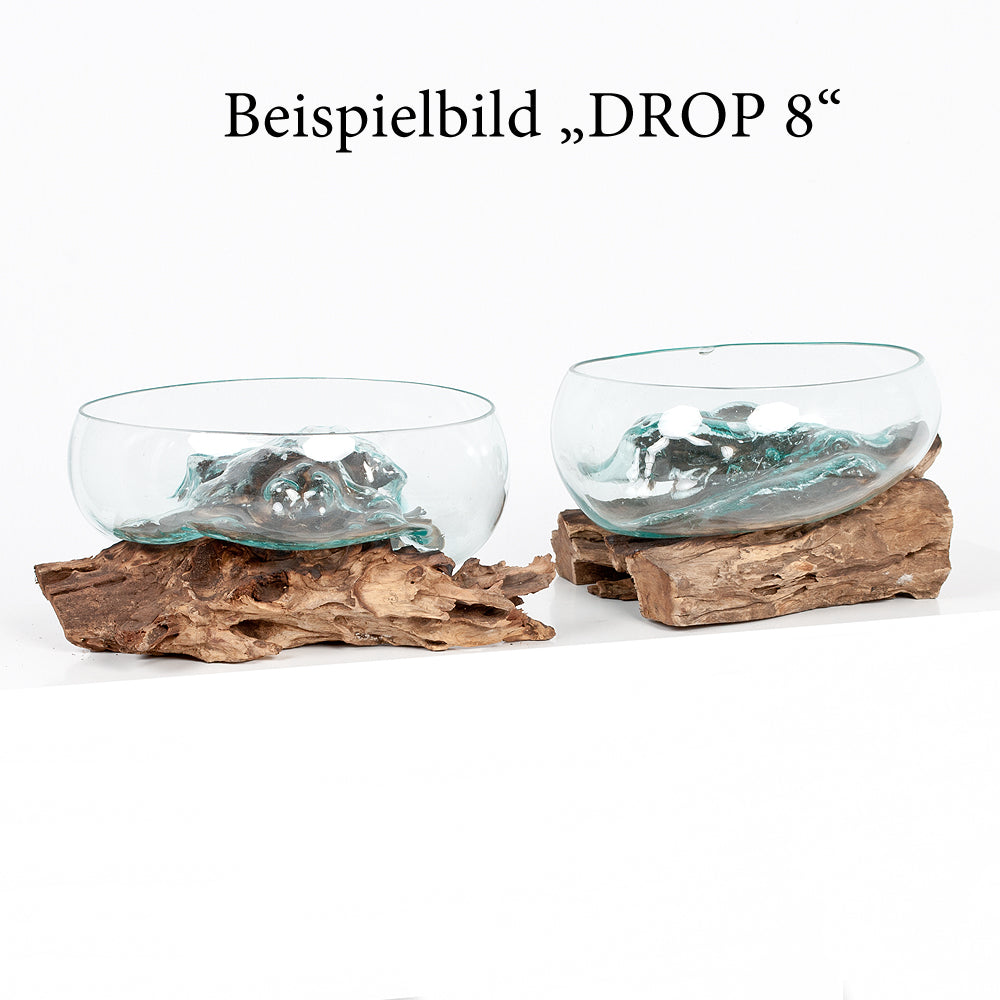Deko-Glas DROP-8 ca. D35cm Teak Natural Handarbeit Schale