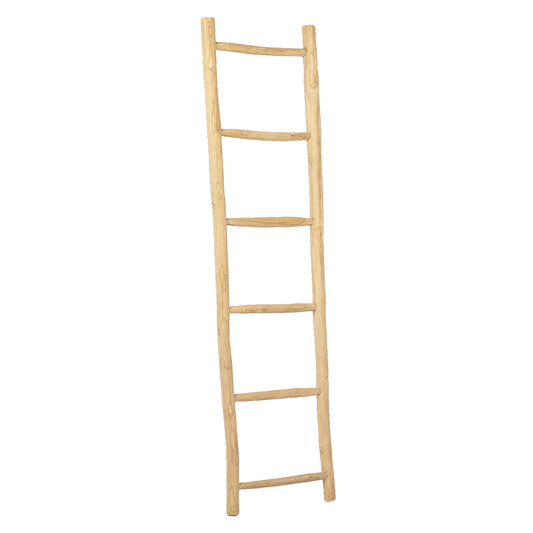 Deko-Leiter KEPALA H180cm Natural Teak Handtuchhalter Kleiderständer
