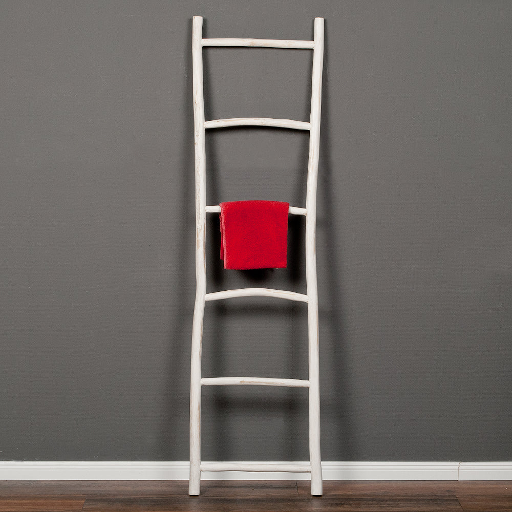 Deko-Leiter KEPALA H180cm White Wash Teak Handtuchhalter