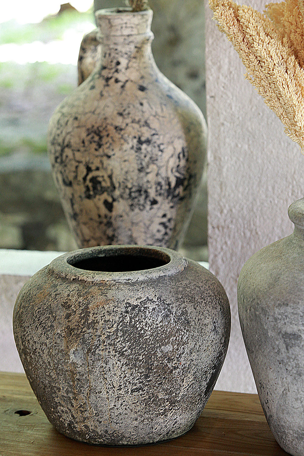 Deko-Vase KOROPI Antik-Grau ca. H20cm