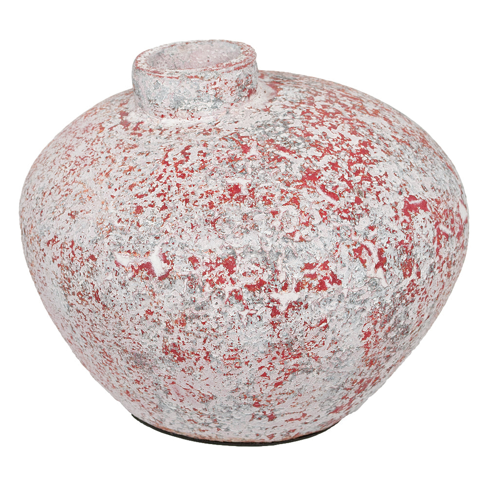 Deko-Vase MARINA Antik-Weiß-Rot ca. H19cm