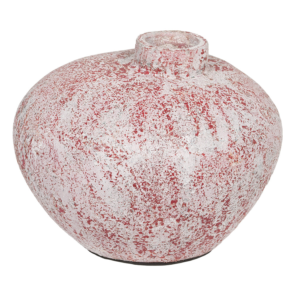 Deko-Vase MARINA Antik-Weiß-Rot ca. H19cm